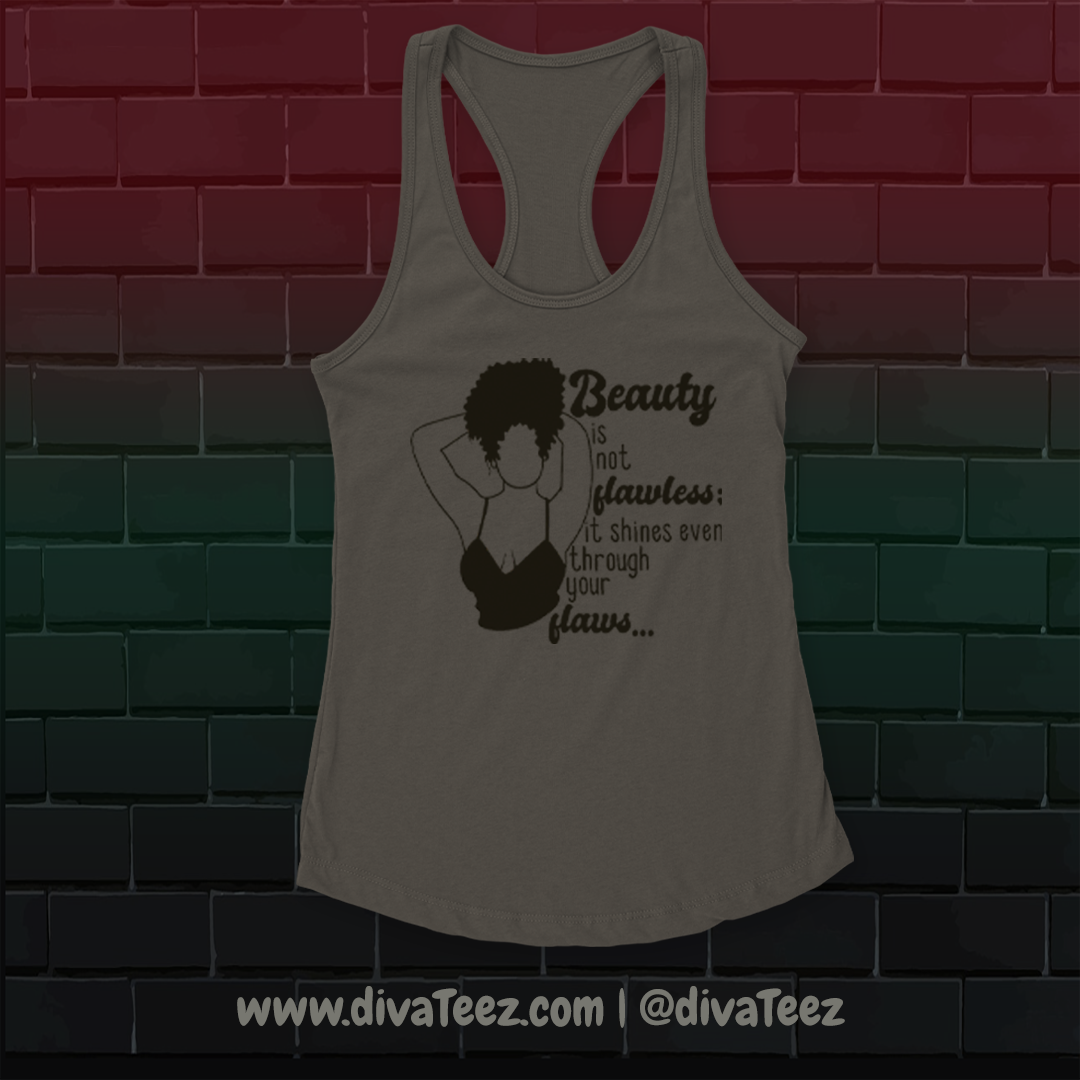 "Flaws and All" black empowerment tank top