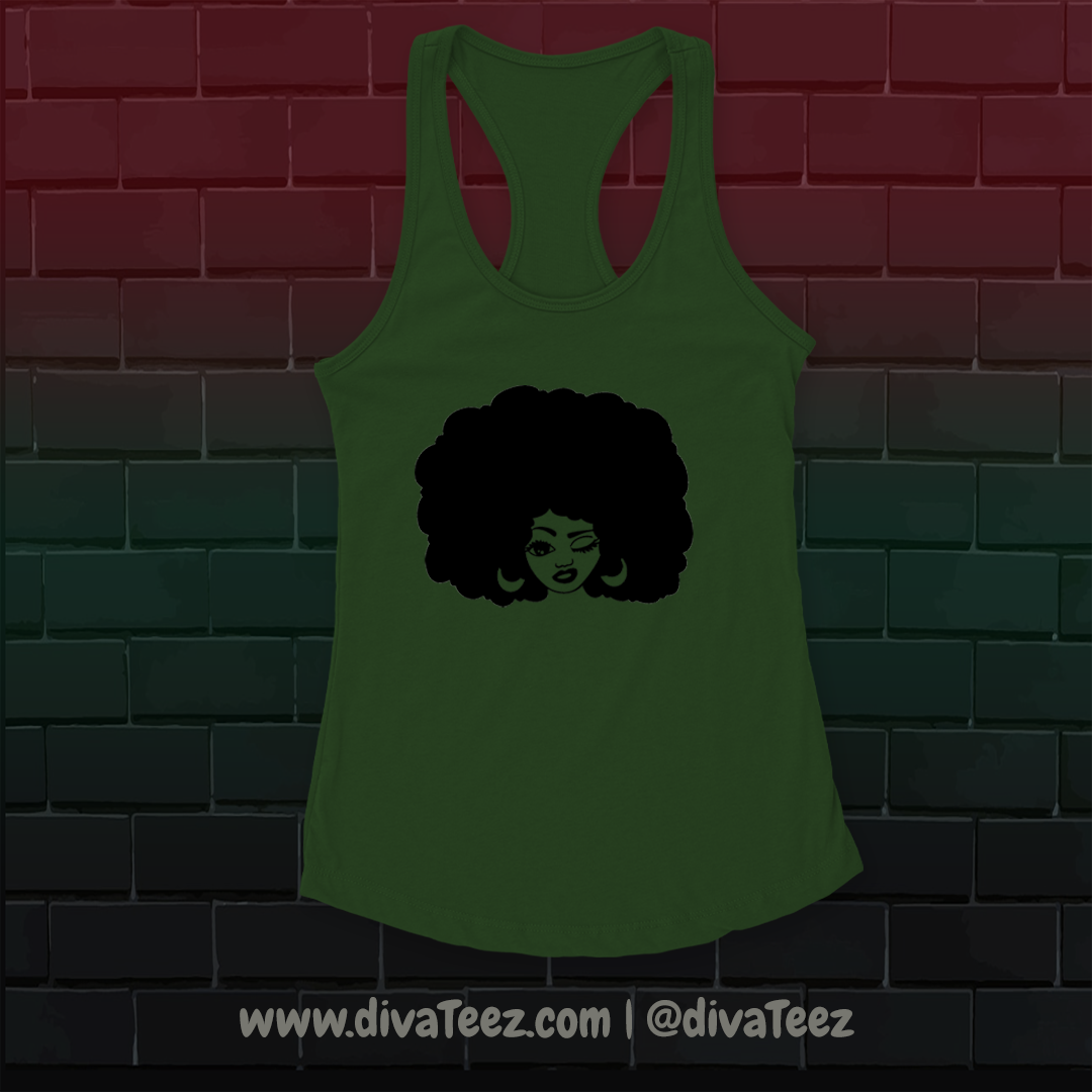 team afro vibes Kelley green tank top